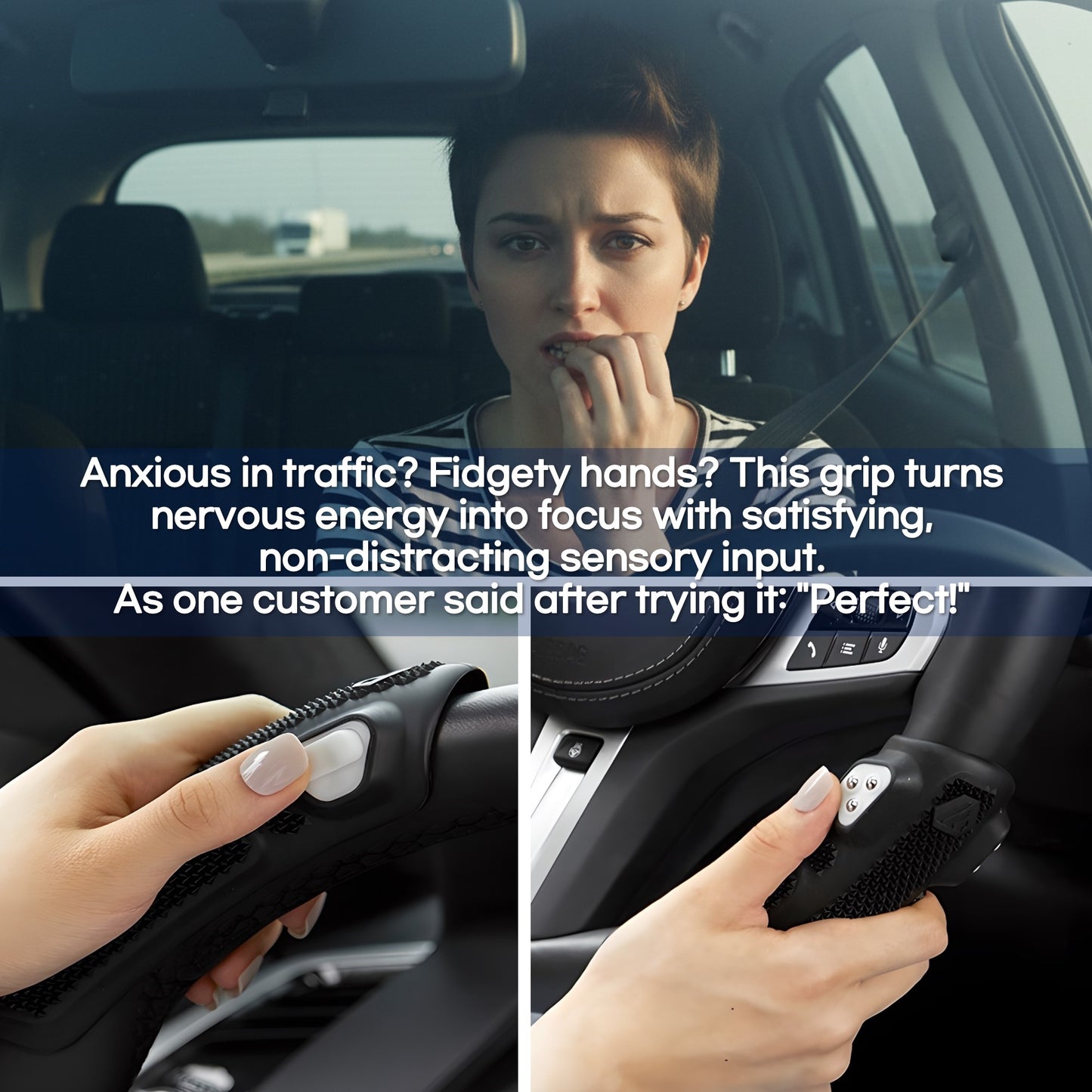 KIMYO WORKS Fidget Steer Grip | ADHD Driving Aid & Anxiety Stress Relief Tool